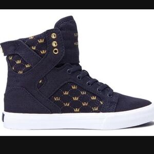 Supra Navy and Gold High-Top Sneakers